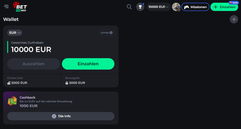 BetOnRed Casino Einzahlung